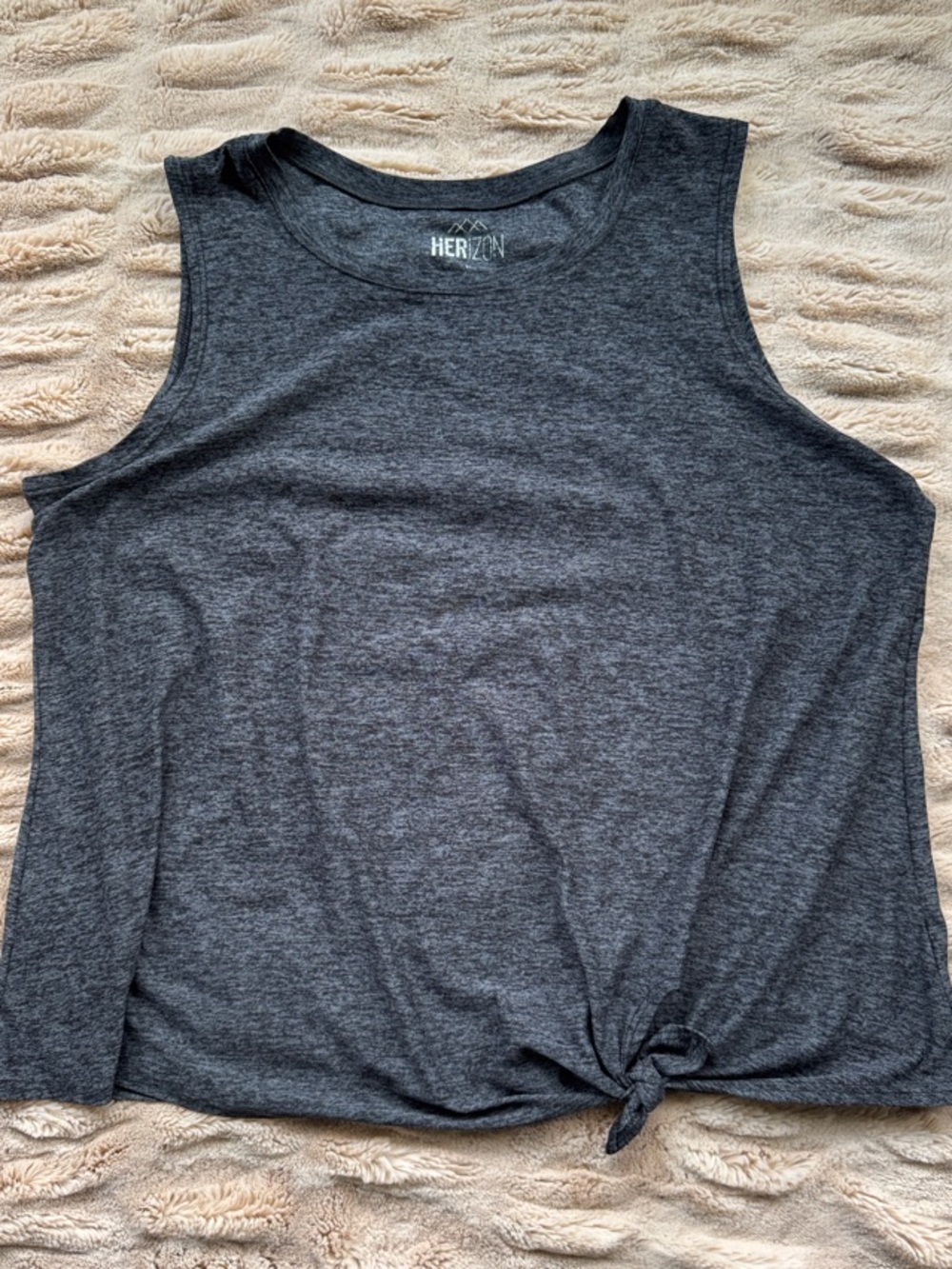HER ZON Charcoal Gray Knot Front Tank Top